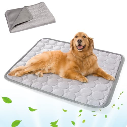 Genérico Alfombra Fresca de Verano para Perros,Alfombra Refrescante para Perros Gatos Manta Refrescante para Mascotas Grande Impermeable Antideslizante,para Casa Viajes o en el Coche(Gris 100 * 70cm)
