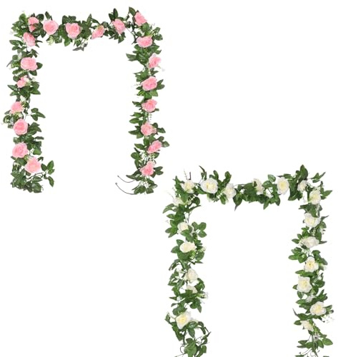 2PCS Artificial Garland, Flower Garland, Coquette Room Decor with for Wedding Party Home Decoration