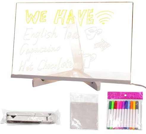 LED-Lichttafel mit Farben – beleuchtete Acryl-Nachrichtentafel, künstlerisches Schreiben für Nachrichten, Geschäft, Schule, Haus, Büro, ideal für Café, Schule, Haus, Büro, Geschäft, Geburtstag