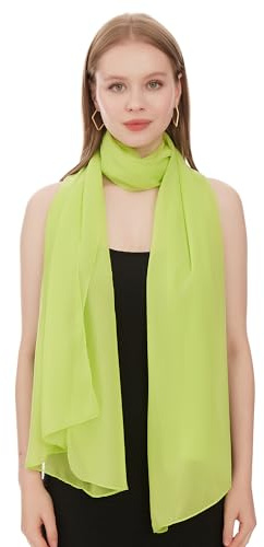 Chiffong Sjal Scarf För Dam – Lätt Och Tunn Halsduk Mode Sjalar för Kvinnor - Chiffon Vårsjal - Elegant Sommarsjal För Damer - Chiffongsjal Bröllopssjal Balwrap Cocktailsjal (Ljusgrön)