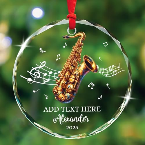 Hängende Ornament Saxophon Keramik Ornaments Personalisierte Weihnachtsbaumschmuck Elegant Christbaumschmuck Anhänger Für Frauen Männer Geschenke 7.3 cm