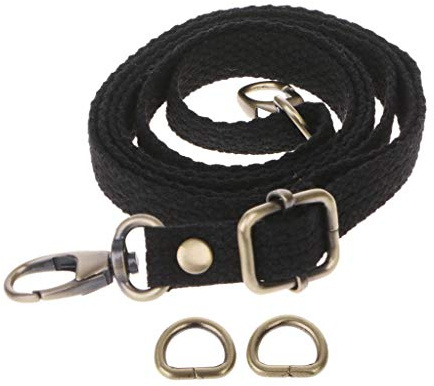 PURPLELILY Correa de hombro ajustable de lona para viaje, asa cruzada, correas de repuesto para bolsas, Black