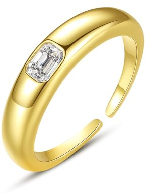 Ayoiow Vorsteckring Damen Gelbgold, Offen mit Labordiamant Vorsteckring 585, Damenring 585 Gold für Sie