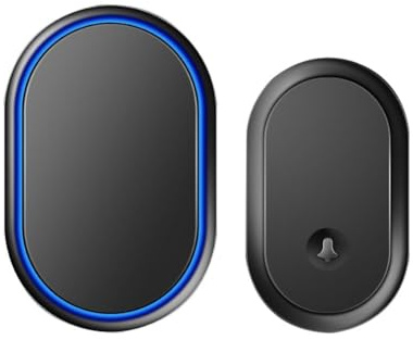 CashMuch Sonnette sans fil avec portée de 300 m, étanchéité IP55, 60 mélodies, 5 niveaux de volume, fonction mémoire, pour porte d'entrée extérieure, noir