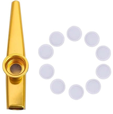 Kazoos portátiles de metal instrumentos musicales con 10 membranas de flauta, boca kazoos, buen regalo para adultos y niños, boca kazoos