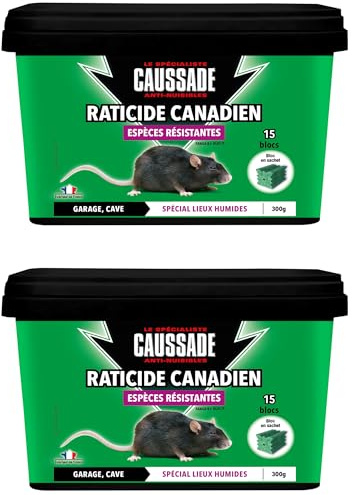 CAUSSADE Raticide Canadien Anti-Rats & Souris - 30 Blocs - 600g | Efficacité Radicale - Lieux Très Humides - Prêt à l'Emploi - Une Ingestion Suffit - France - CARBL300NX2