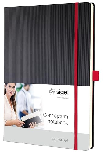 Sigel CO661 anteckningsbok Red Edition, ca. A4, fodrad, hårt fodral, elastiskt fäste, svart röd - koncept