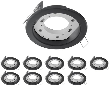 ledscom.de 10 pezzi plafoniera da incasso ZOBE, nero opaco, rotonda, 107mm Ø, 1x GX53 max. 25W