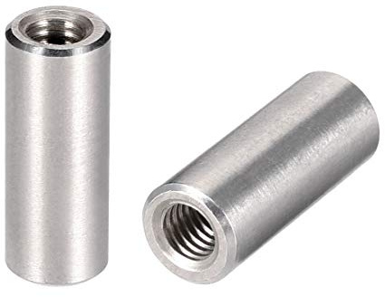 sourcing map M6 Round Connector Nuts, 304 Stainless Steel Coupling Nut 25mm/0.98inch Length,Pack of 5