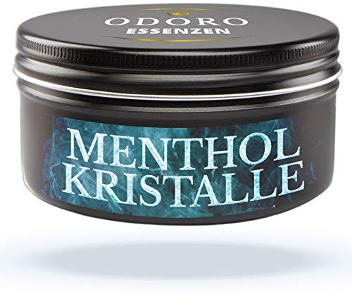 Mentholkristalle aus 100% reinem Menthol. 50g Sauna-Kristalle von Odoro Essenzen für Saunaaufguss, verschließbare Design Alu-Dose. Große Premium Eiskristalle m. kühlender Wirkung f. Sauna-Aufguss
