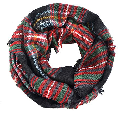 Cheerlife Mädchen Damen Kariert Schal Loop Schal Warm Schal Schlauchschal Loopschal Herbst Winterschal 8