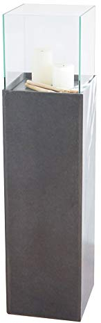 VIVANNO Windlicht-Säule 100 cm Kerzenständer in Beton-Optik Anthrazit, Deko Laterne mit Glas-Einsatz