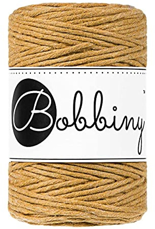 Bobbiny Oeko-Tex Premium Makramee Garn aus ökologischer Baumwolle 1,5 mm x 100 m (Mustard)