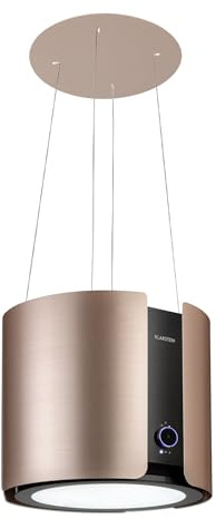 Klarstein Skyfall Smart Hotte d'aspiration suspendue, à recyclage/à évacuation, commande par app et par gestes, 45 x 42 cm (Øxl), 402 m³/h, 200 W, 3 vitesses, éclairage LED, rose