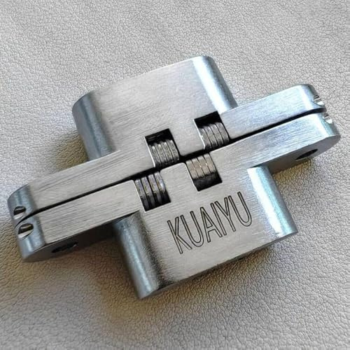 1 paio di cerniere nascoste per porta, in acciaio inox, scatola di legno color argento