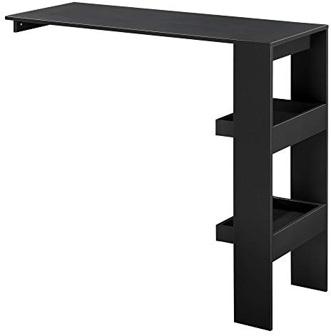 [en.casa] Bartisch Bromölla 120 x 45 x 106 Stehtisch für Wandmontage mit Ablagen Schwarz