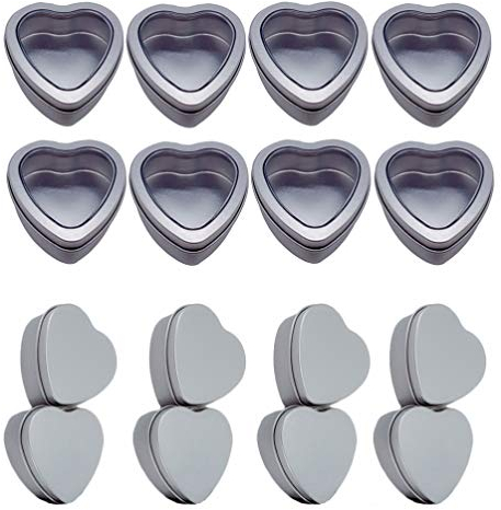 Cabilock Set 24 Pezzi Scatole in Forma Cuore Argento, Contenitori Creativi in per Conservazione Dolci e Kit Cucito, per Bomboniere e Feste