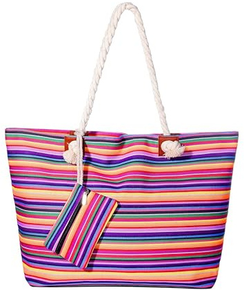 MASADA Grande borsa da spiaggia idrorepellente con cerniera Rainbow