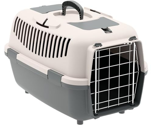Nomade Lux 3 Hundebox - Transportbox für kleine Hunde und Katzen - 60 x 40 x 38 cm - Kann bis zu 12 kg tragen. Robustes Polypropylen. Türen aus Metal