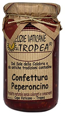 Confettura Peperoncino 180g - Spalmabile con Peperoncini Calabresi - Marmellata Piccante Gourmet Artigianale - Prodotti Calabresi Tipici - Made in Italy- Delizie Vaticane di Tropea (1)