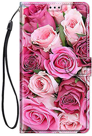 ChoosEU Case for iPhone 7 / iPhone 8 / iPhone SE 2022 / SE 2020 Wallet Case Leather Case with Card Slot Holder Flip Cover Design for Girl Women Shockproof Phone Case for iPhone 8 - Pink Rose
