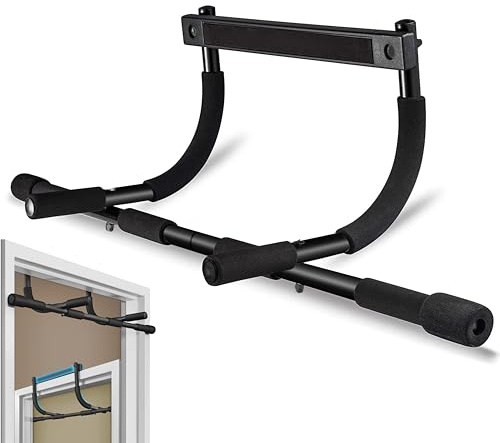 FK Sports Pull Up Bar Doorway & Chin Up Bar for Upper Body Training - No Drilling or Screws - Arms, Back and Core Strength Training - Home Pull-Up Bars for Indoor - Multifunctional Bar - Black