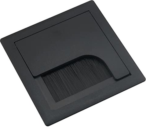 Cable Grommet MTQY 80x80mm Black ABS Plastic Square Wire Cable Grommet Hole Cover for Computer Desk Table