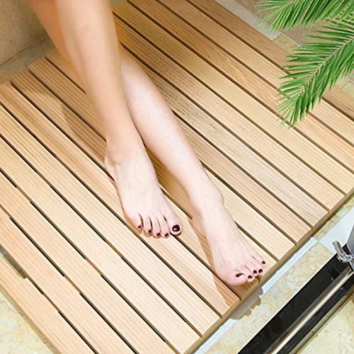 Zhaomi rutschfeste Bambus Badematte,Multifunktionale Baderost Indoor,Sauna Badematte aus Holz,Elegante Duschmatte,Modernes Bodenrost für Dusche,Spa oder Außenbereich (40x40cm/15.7x15.7in)
