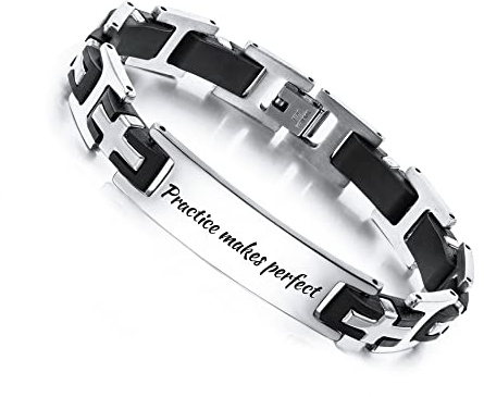 OTXIXTO Bracciali da Uomo Personalizzati Regali Personalizzati per Uomo Marito papà Ragazzi Fidanzato Personalizzato con Nome Data Testo Bracciale in Acciaio Inossidabile con Targhetta Identificativa