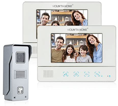 MOUNTAINONE 7 Inch Video Doorbell Video Intercom Systems for Home, Waterproof Outdoor Camera with IR Night Vision, Support Unlock, Monitoring Door Entry System