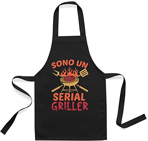 Vulfire Grembiule Barbecue Sono un Serial Griller, Idea Regalo divertente con scritta per Chi AMA Grigliare BBQ