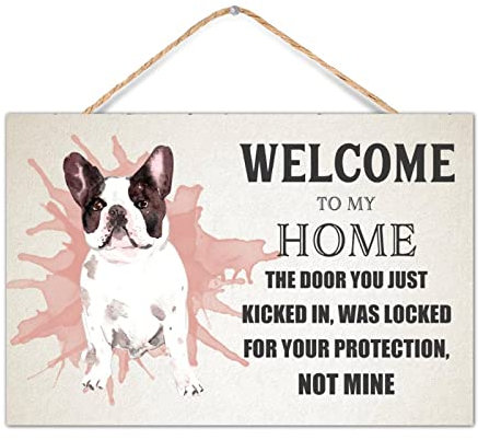 CustonCares Home Spruch Welcome to My Home Willkommensschild für Haustür, Hundebilddruck, Vintage-Türhänger, Veranda, Herbstdekoration, erstes Zuhause, Geschenke, 30,5 x 20,3 cm