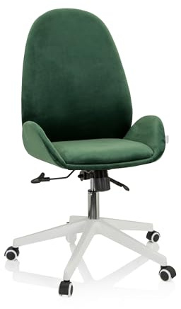 hjh OFFICE 729430 Schreibtischstuhl AVEA Samt höhenverstellbarer Drehstuhl mit hoher ergonomischer Rückenlehne, Grün