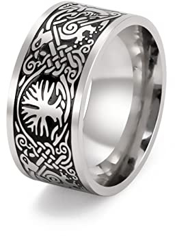 SIPURIS Baum des Lebens Ring für Herren, Odins Rabe, Vintage, Wikinger, keltischer Knoten, Ringe für Männer und Frauen, Teenager, Edelstahl, Amulett, Schmuck, Größe 7–13, 7, Edelstahl, Kein Edelstein