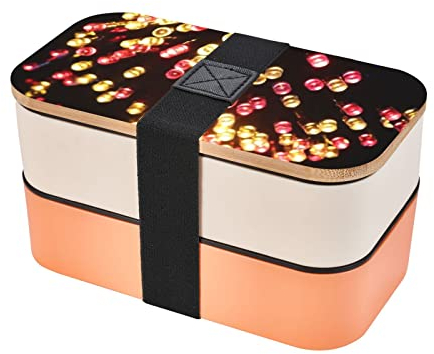 CARRDKDK Boîte à bento double couche pour adulte, lanterne en papier japonaise, organiseur mignon et kawaii avec vaisselle et lave-vaisselle