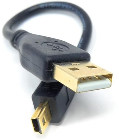25cm Mini USB to USB 24AWG 2.0 Hi-Speed 2.0 A-Male to Mini-B 5pin Cable Power & Data Lead (0.8ft Black Gold Connectors)