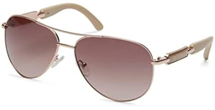 GUESS Damen Sonnenbrille aus Metall, Glänzendes Roségold/Farbverlauf Braun, 60mm