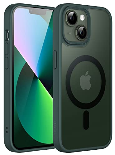 JETech Matte Magnetische Hülle für iPhone 13, Dunkelgrün | Kompatibel mit MagSafe, Matte Transluzent Rückseite, Dünn Stoßschutz