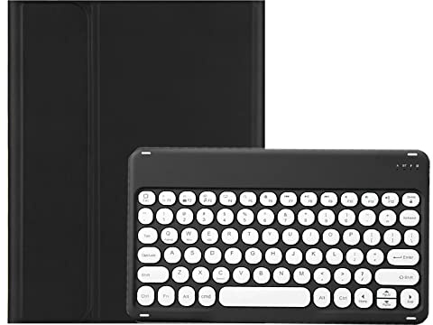 KMXDD Funda para teclado iPad Mini 6ª generación con llave redonda para iPad Mini 6, cubierta de teclado Bluetooth extraíble, soporte de carga de lápiz (negro)