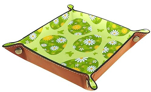 Folding Key Coin Candy Storage Box Daisy Egg Leather Square Jewelry Trays Rolling Dice Games Tray