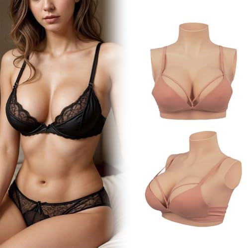 Minaky Silikon Brüste Brustformen, Crossdresser Brüste, Falsche Brüste, Realistisch Silikonbrustplatten für Cosplay, Transgender Prothese, B Cup,Gelb