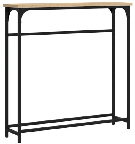 vidaXL Konsolentisch, Beistelltisch mit verstellbaren Beinen, Wohnzimmertisch Tisch mit Metallrahmen, Ablagetisch Flurtisch, Sonoma-Eiche Holzwerkstoff