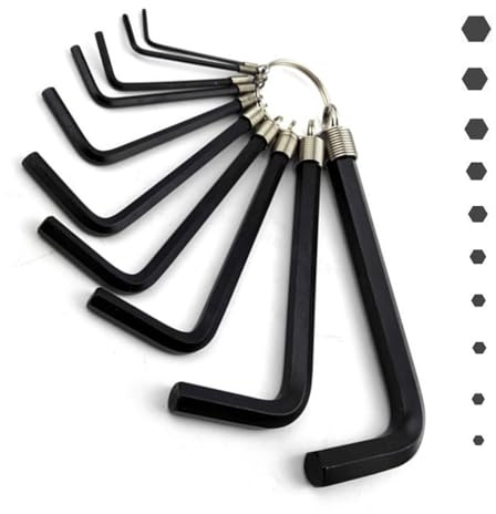 Wanfoou 10 PCS Allen Wrench Hex Key Set, Metric Convenient Key Ring Hex Key Set for Repairs 1.5/2/2.5/3/3.5/4/5/6/8/10mm