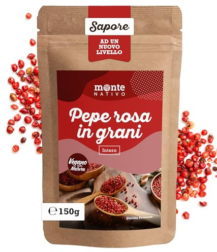 Baies roses entières Monte Nativo (150g) - Baie Rose - Poivre Rose en Graines - Épices aromatiques séchées avec soin, idéales pour Cuisiner et Assaisonner - Arôme et Goût intenses