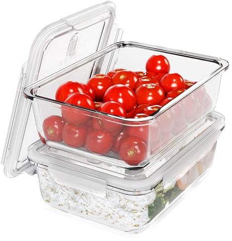 Classbach Frischhaltedosen Glas mit Deckel | 2er Set | für Mikrowelle Spülmaschine Gefrierfach Ofen geeignet | Meal Prep Boxen Glas | mit Dampfventil | Glasbehälter mit Deckel | C-FHD 4024 G