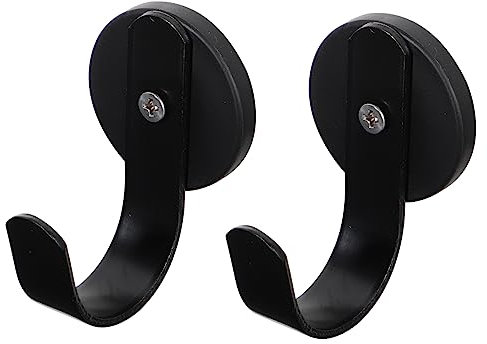 OUNONA Aufbewahrungsbügel Magnetische Haken 2er-pack Kranzaufhänger Für Zuhause Küche Bad 6 5 Cm Schwarz Einfach Zu Verwenden Stabil