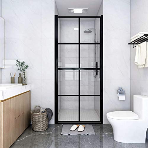 Sufrk Duschtür Hartglas 81x195 cm Schwarz Begehbare Dusche Schwarz Duschwand FüR Dusche