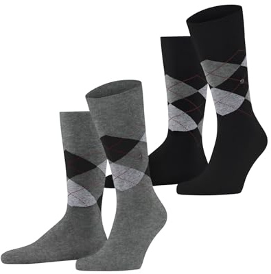 Burlington mäns strumpor Everyday Argyle M SO bomull mönstrad 2 par, grå (ljusgrå melange 3390), 40–46, Grå (ljusgrå melange 3390), 40-46 EU