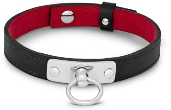 Mens-Shop24 Verstellbares BDSM Halsband, mit O-Ring, in Schwarz/Rot