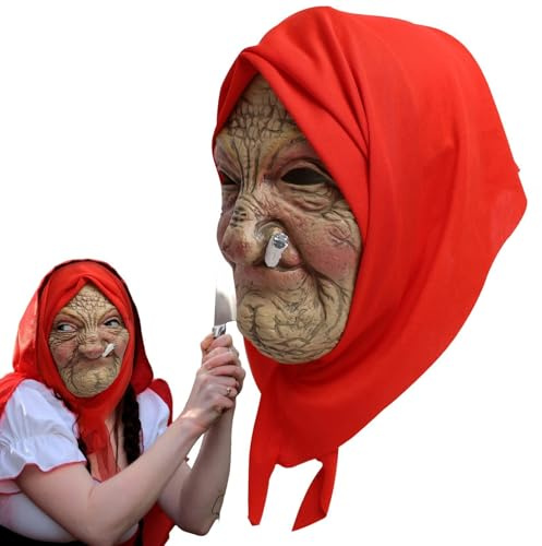 Alte fraun Maske Halloween Latex Gesichtsbedeckung Halloween Gruselige Hexenmaske Realistische Latex Gesichtsmaske Hexe Mit Kapuze Realistische Hexen Maske Für Halloween Karneval partys Kostüm Cosplay